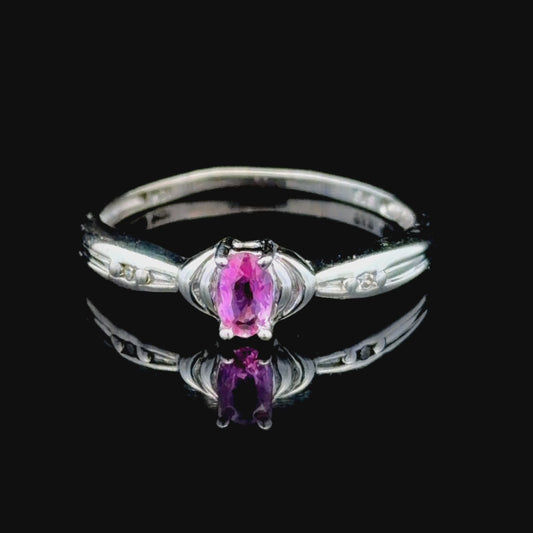 10 k White Gold Pink Sapphire & Diamond Ring