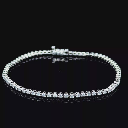 9K White Gold Diamond Micro Line Bracelet 1.5 CTS