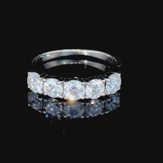 Lovely 14k White Gold 5 Stone Diamond Eternity Ring Appx 1.Ct