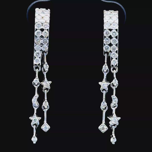 18K White Gold Fancy Diamond Drop Stud Earrings