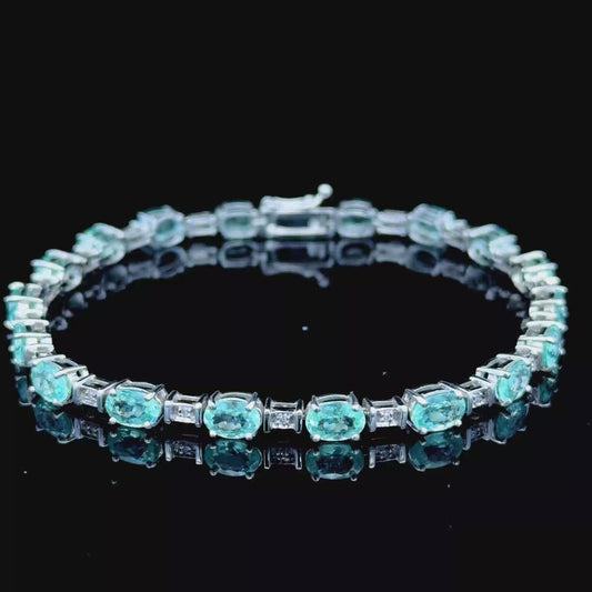 18K White Gold Paraiba Tourmaline & Diamond Bracelet