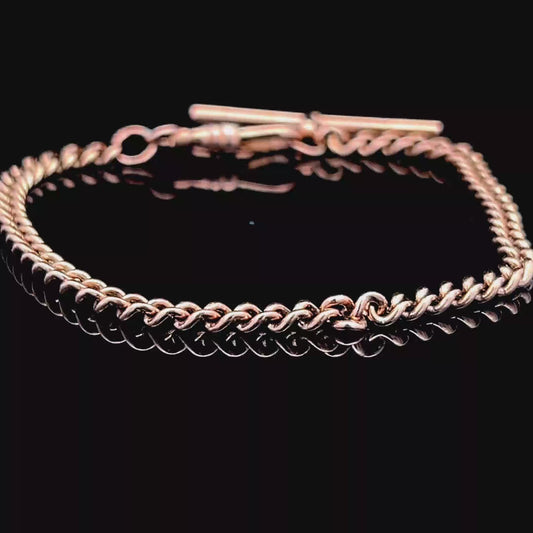 9K Rose Gold Victorian Albert Bracelet