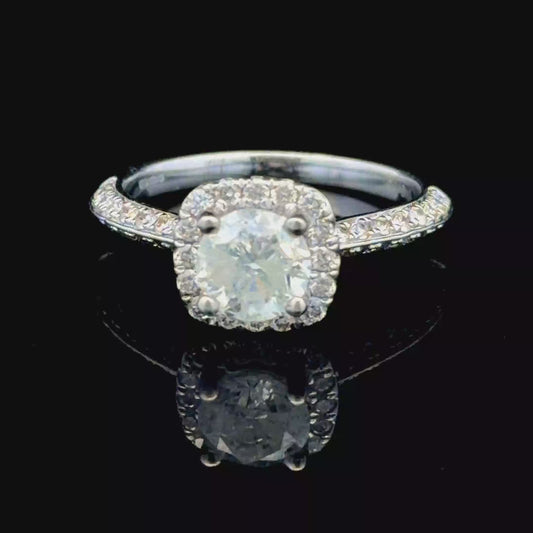 Platinum Diamond Halo Ring With Diamonds To Shoulders APPX Centre: 1.0 CTS