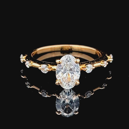 18K Yellow Gold Diamond Solitaire with Small Diamonds To Shoulders GIA CERTIFIED VVS2 0.72 CTS
