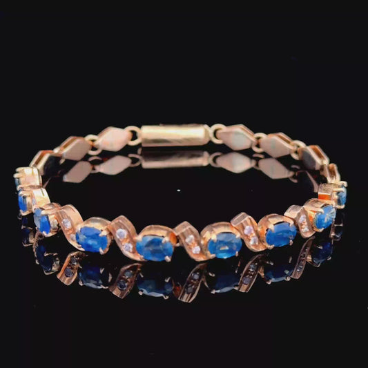 14K Rose Gold Diamond & Sapphire Bracelet