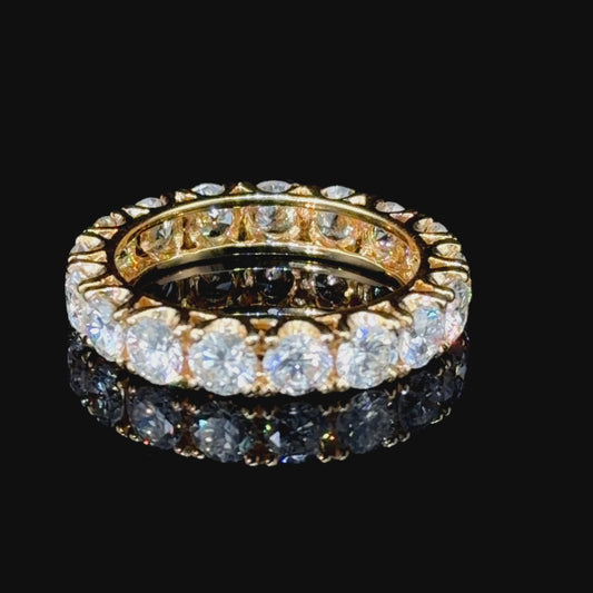 Fantastic 18k Yellow Gold Diamond Full Eternity Ring 4 Cts VVS Clarity E Colour