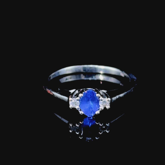 18K White Gold Tanzanite & Diamond Ring