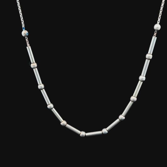 Silver Bead Station Necklace