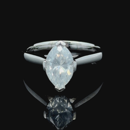 Platinum Marquise Diamond Solitaire Engagement Ring 1.53 Cts