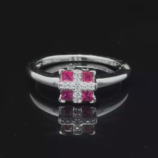 18K Gold Ruby & Diamond Ring Size M
