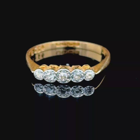18K Yellow Gold 5 Stone Diamond Ring APPX 0.5 CTS