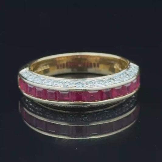18K Yellow Gold Ruby & Diamond Band APPX R: 1 CTS D: 0.33 CTS