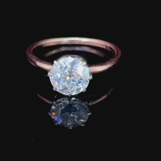 Stunning Victorian Old Cut Diamond Solitaire Ring 1.5 Cts Si1 H Colour.