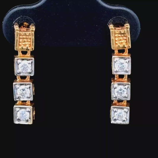 18K Yellow Gold Diamond Drop Studs
