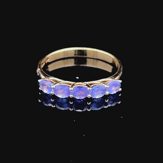 9K Yellow Gold 5 Stone Tanzanite Ring