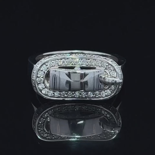 18K White Gold Diamond Buckle Ring