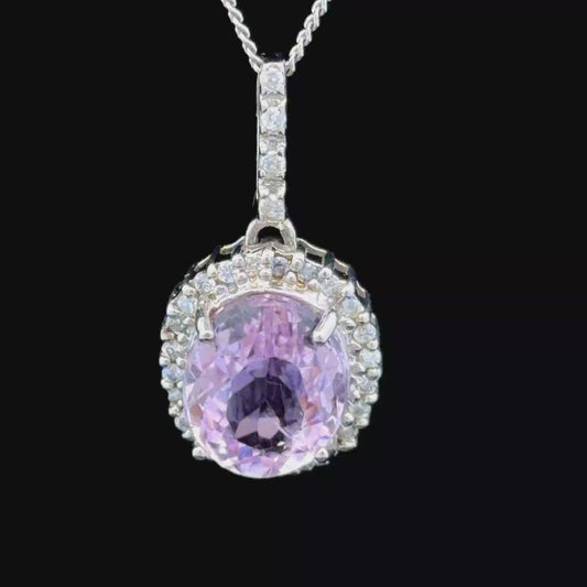 9K White Gold Morganite & Diamond Pendant
