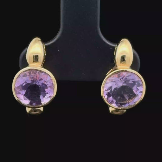 9K Yellow Gold Amethyst Studs