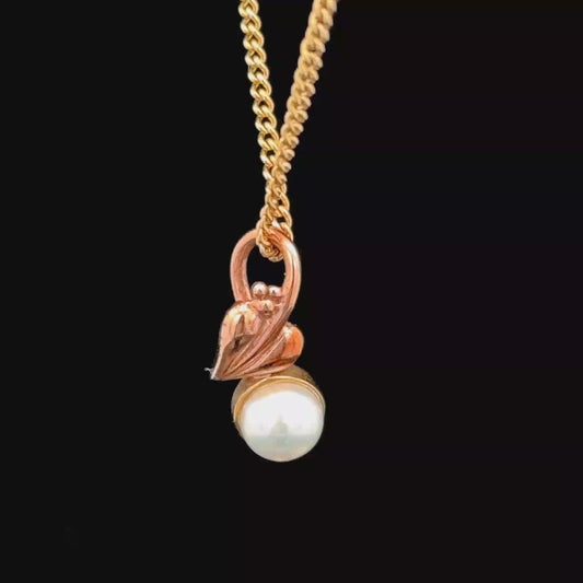 9K Yellow Gold Clogau Pearl Pendant & Chain