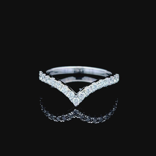 9K White Gold Diamond Wishbone Ring