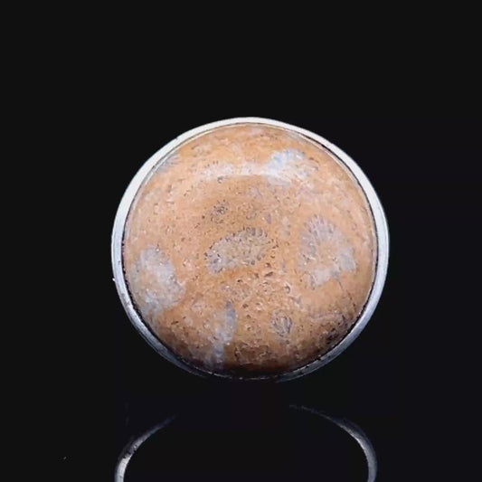 Silver Beige Stone Ring