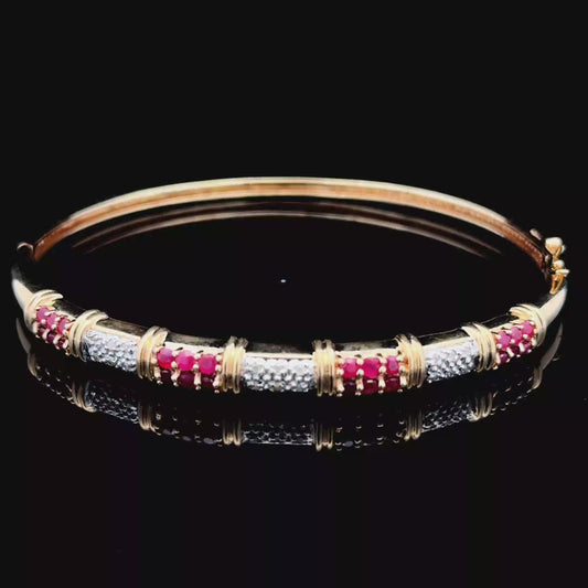 9K Yellow Gold Ruby & Diamond Bracelet