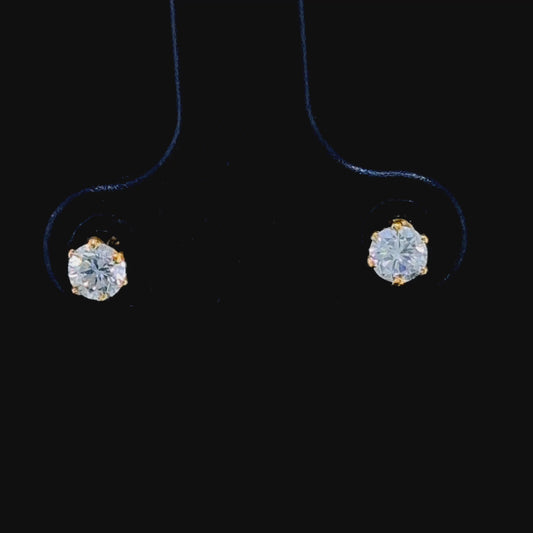 15K Yellow Gold Small Diamond Screw Studs for Babies APPX 0.15 CTS/side