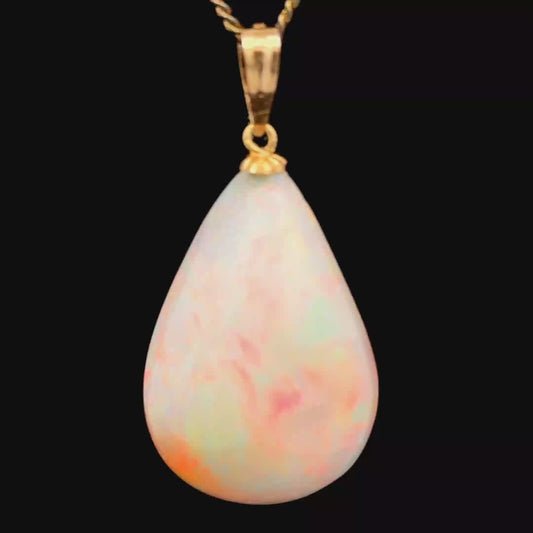 14K Yellow Gold Large Ethiopian Opal Pendant