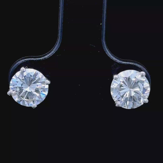 18K White Gold Diamond Studs APPX 2 CTS VS H/I