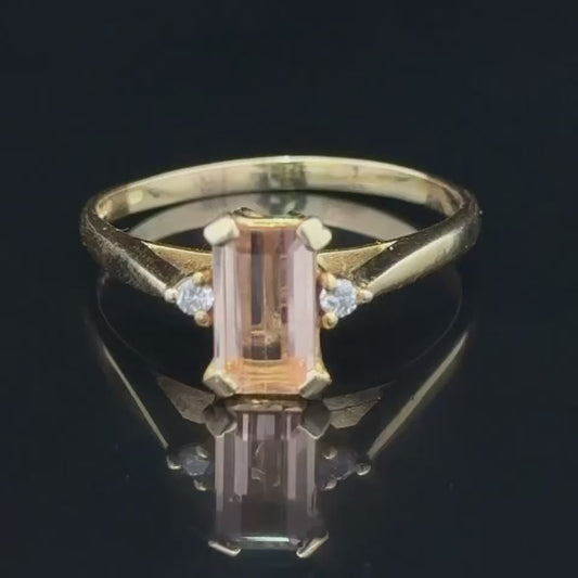 18K Yellow Gold Morganite & Diamond Ring