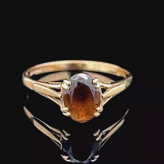 9K Yellow Gold Smoky Quartz Ring