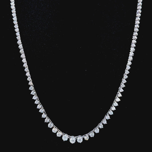 Wonderful 14k White Gold Graduated Round Cut Diamond Necklace Appx 6.5 Cts