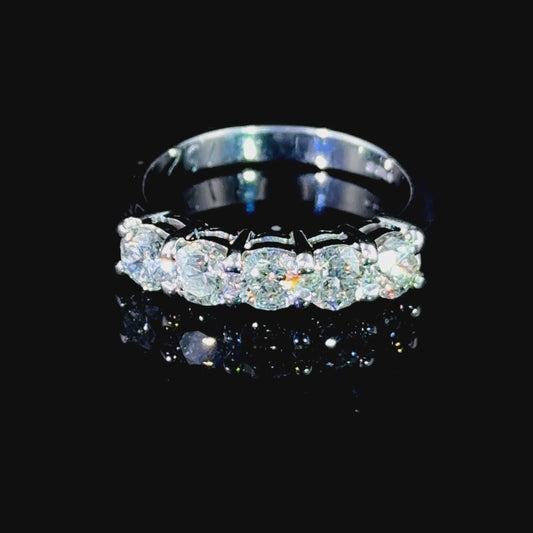18K White Gold 5 Stone Diamond Ring APPX 1.5 CTS