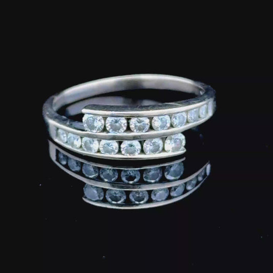 18K White Gold Channel Set Diamond Crossover Ring
