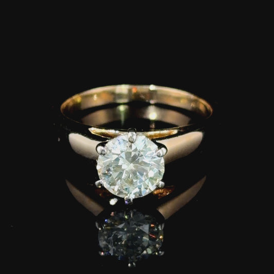 Wonderful 18k Yellow Gold Diamond Solitaire Ring Appx 1.5 Cts VS2
