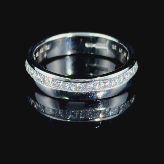 Lovely Platinum Channel Set Princess Cut Diamond Eternity Ring Appx 1.2 Cts