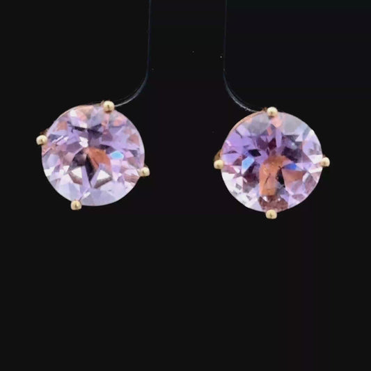 9K Yellow Gold Amethyst Studs