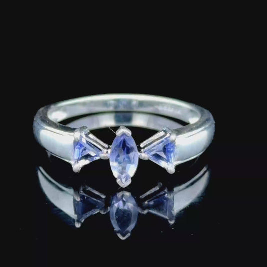 9K White Gold Tanzanite Modern Bow Ring
