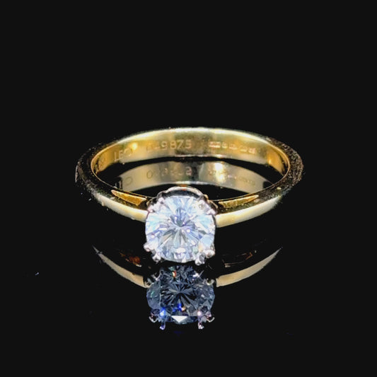 18K Yellow Gold Diamond Solitaire Ring 0.89 CTS