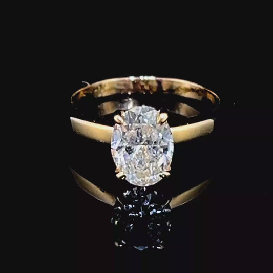 18k Yellow Gold Oval Diamond solitaire Ring GIA Certificate K Si2