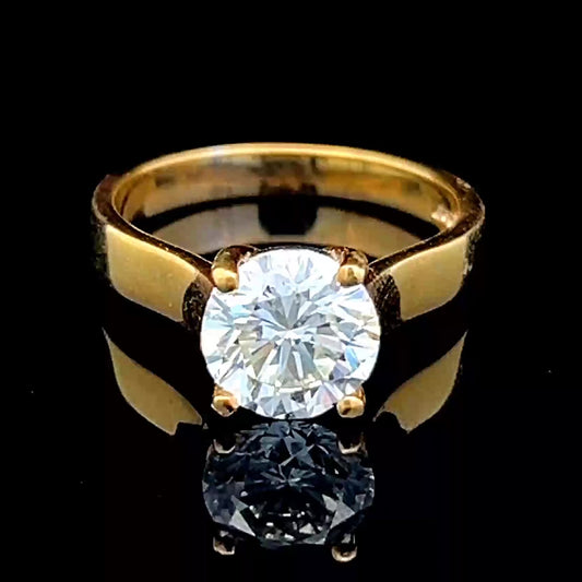 Platinum 18k Gold Plated Diamond Solitaire Ring 2.0 Cts Si1 J Colour