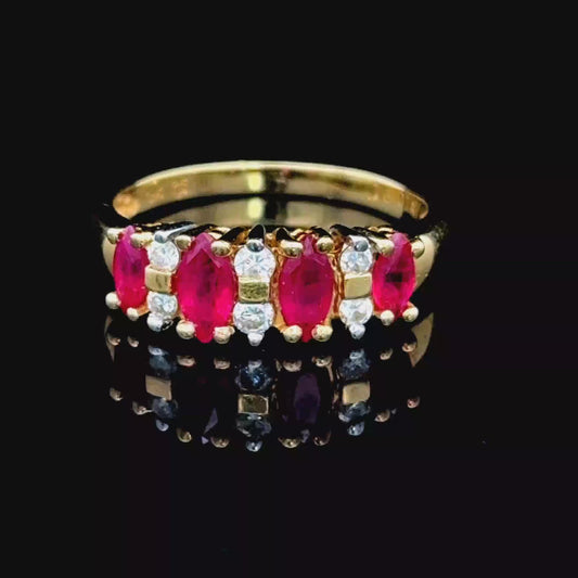 18K Yellow Gold Ruby & Diamond Band