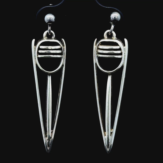 Silver Modern Geometric Drop Studs