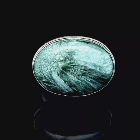Silver Oval Seraphinite Ring