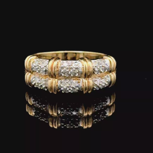 9K Yellow Gold 2 Row Bamboo Ring