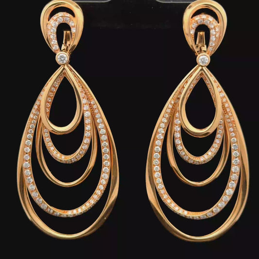 18K Rose Gold Multiloop Drop Earrings By DMR