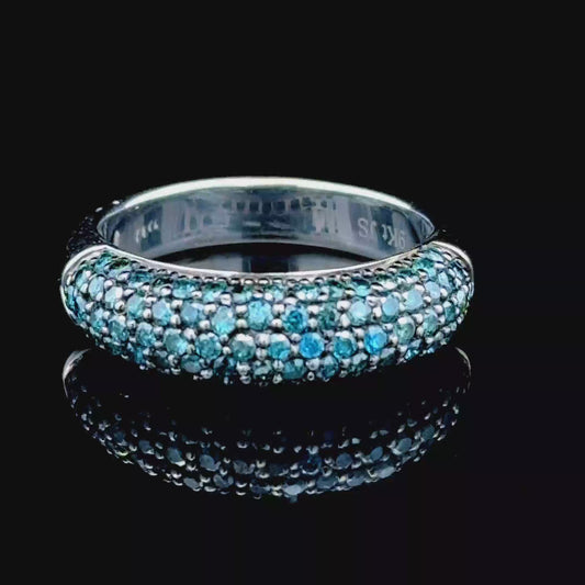 9K White Gold Blue Diamond Band
