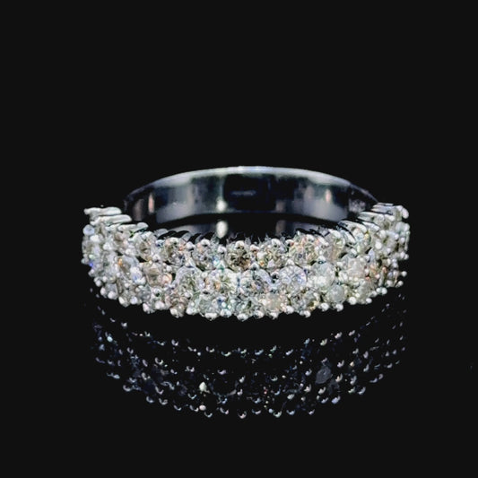 18K White Gold Diamond Cluster Band APPX 1.0 CTS