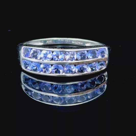 9K White Gold 2 Row Tanzanite Ring