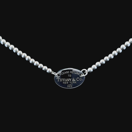 Silver Return To Tiffany Pendant & Beaded Chain